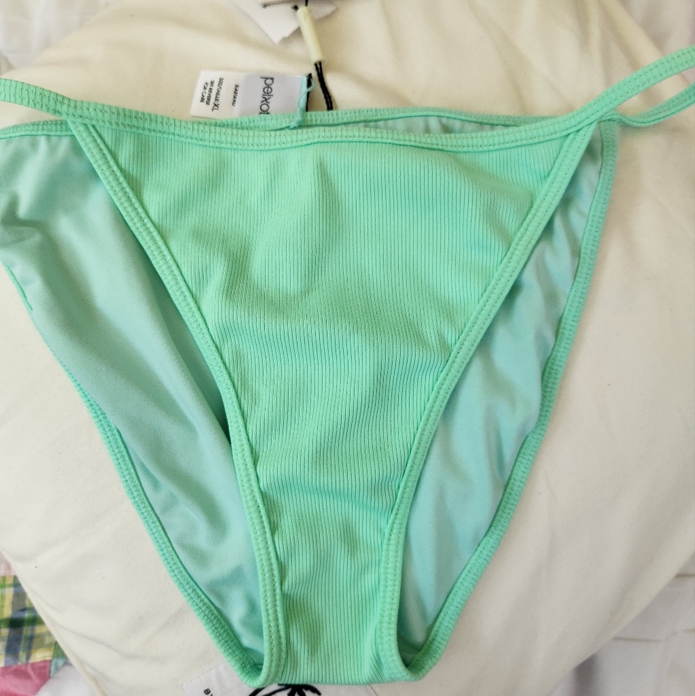 Peixoto Tinga High Cut Bikini Bottoms in Mint Rib/Mint Green
